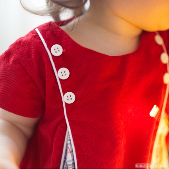 Bella Bliss | Red Corduroy Tartan/Plaid Pleated Dress - Picture 2 of 8